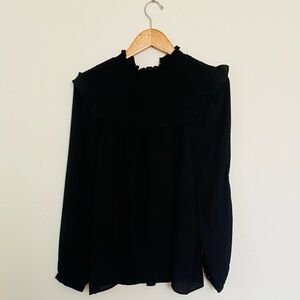 LOFT Black Ruffled Blouse